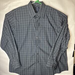 Dockers Signature No Wrinkle Long Sleeve Men’s ExtraLarge Shirt Blue/White Plaid